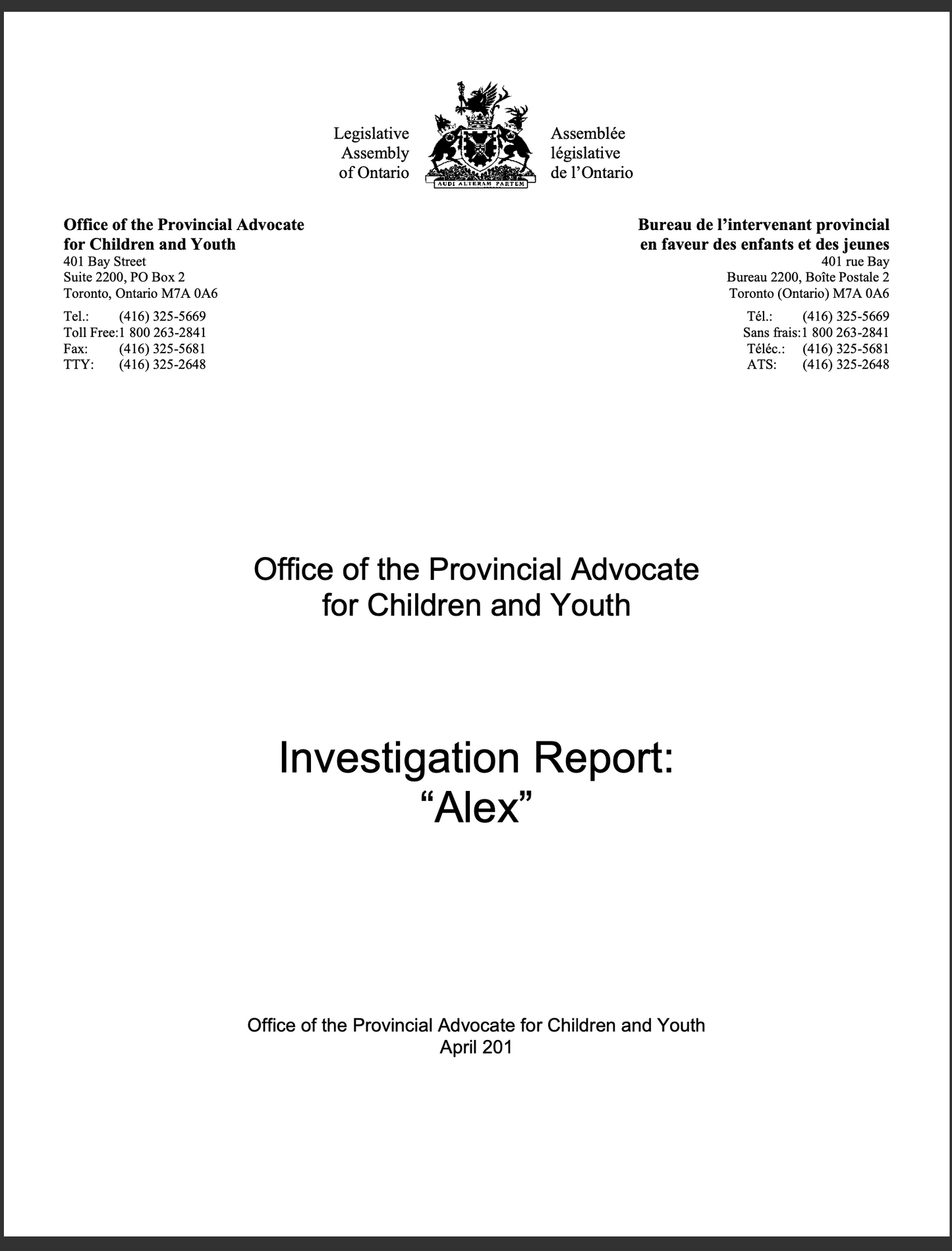 Advocacy Report Investigation - Alex