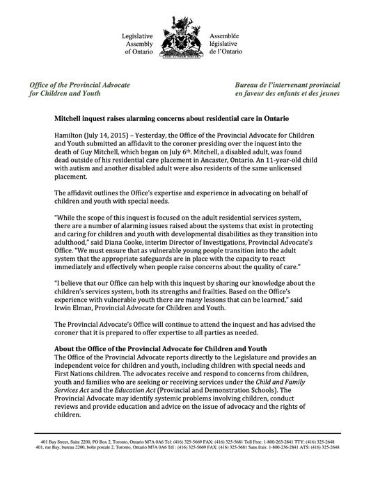 Advocacy Report - Inquest into Guy Thomas Mitchell