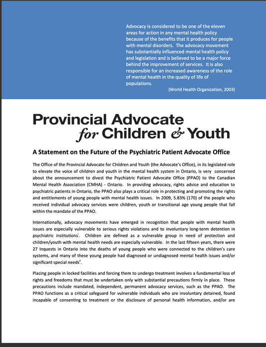 Advocacy Report - Future of Psychiatric Patient Advocate Office